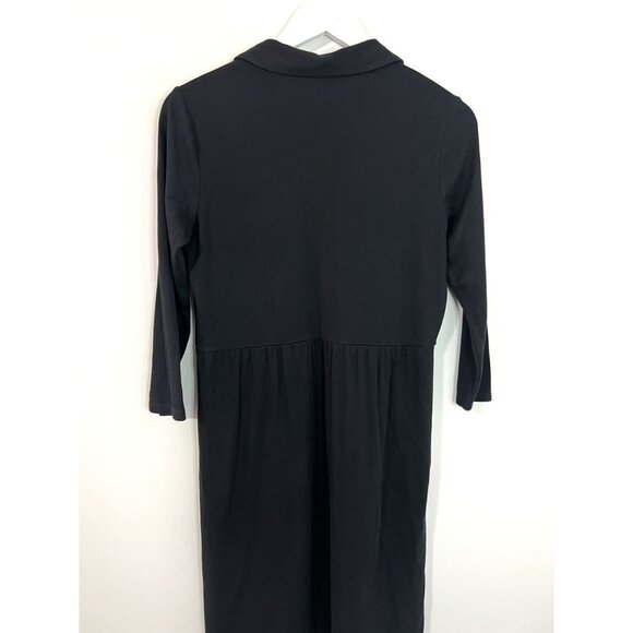 J. Jill Black Knit Shirt Collared Elastic Waist Front Button Dress Size XS - Picture 9 of 9